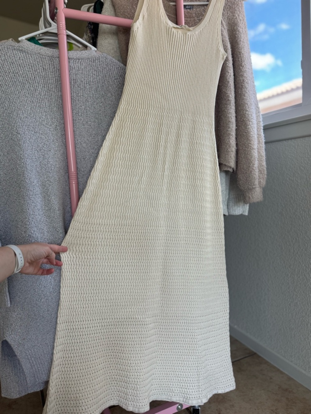 Everlane Cream Crochet Tank Dress - Picture 4 of 10